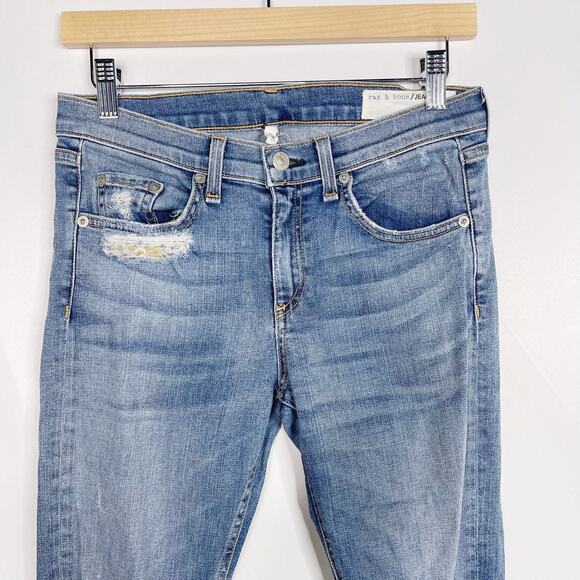 Rag & Bone Womens 27 Blue Skinny Leg with Raw Angled Fray Hem in Commodore Wash - Picture 3 of 13